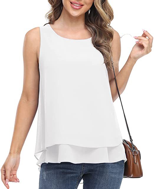 Double Layer Chiffon Sleeveless Blouse