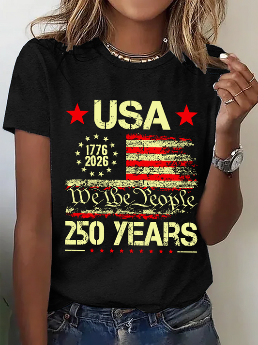 Women's USA 250 Years, American History,We The People short-sleeved T-shirt