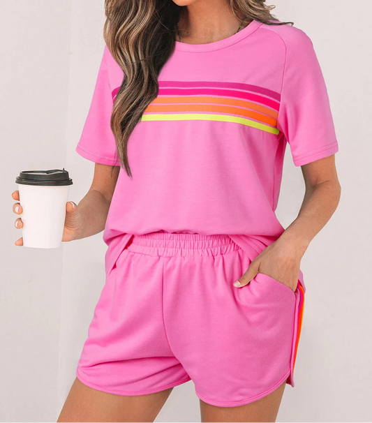 Bonbon Striped Patch Front Casual Tee