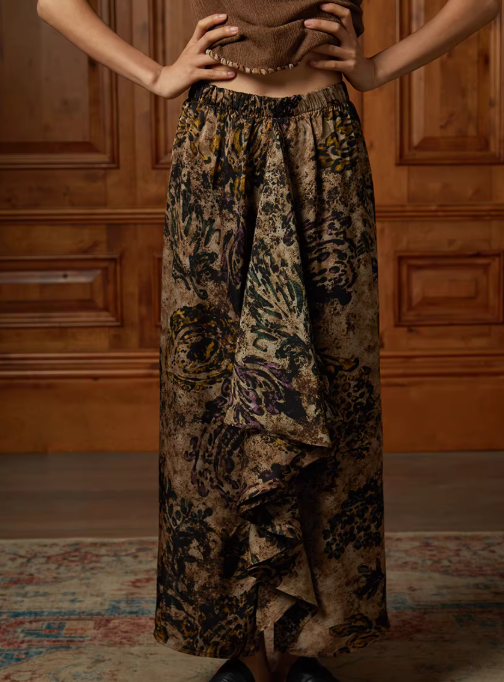 Nomadic Printed Draped Slimming Long Skirt