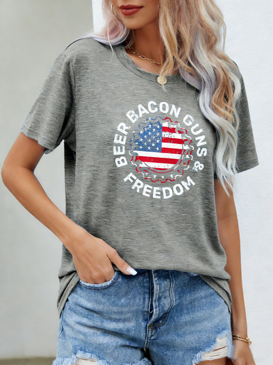 3D Printing Crew Neck Short Sleeve Independance Day Loose Going Out Casual T-Shirt