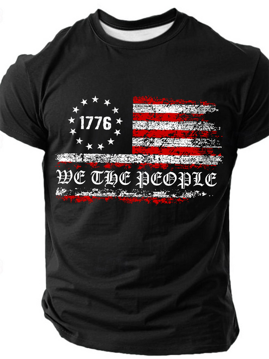 We The People,American Patriotic ,1776 Us Flag Cotton T-Shirt