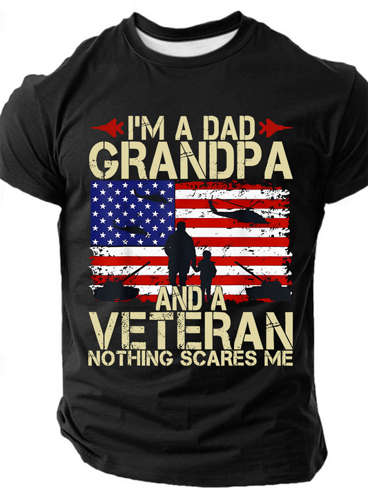I'm A Dad Grandpa And Veteran Cotton T-Shirt