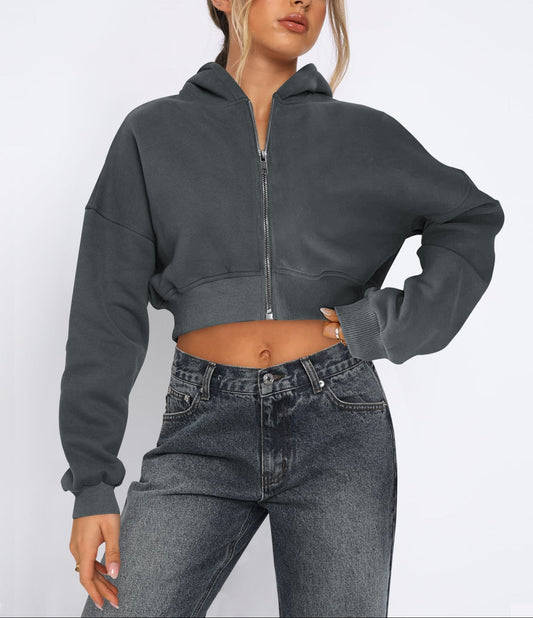 Loose Hooded Cardigan Sweatshirt | Autumn Winter Casual Layering Hoodie