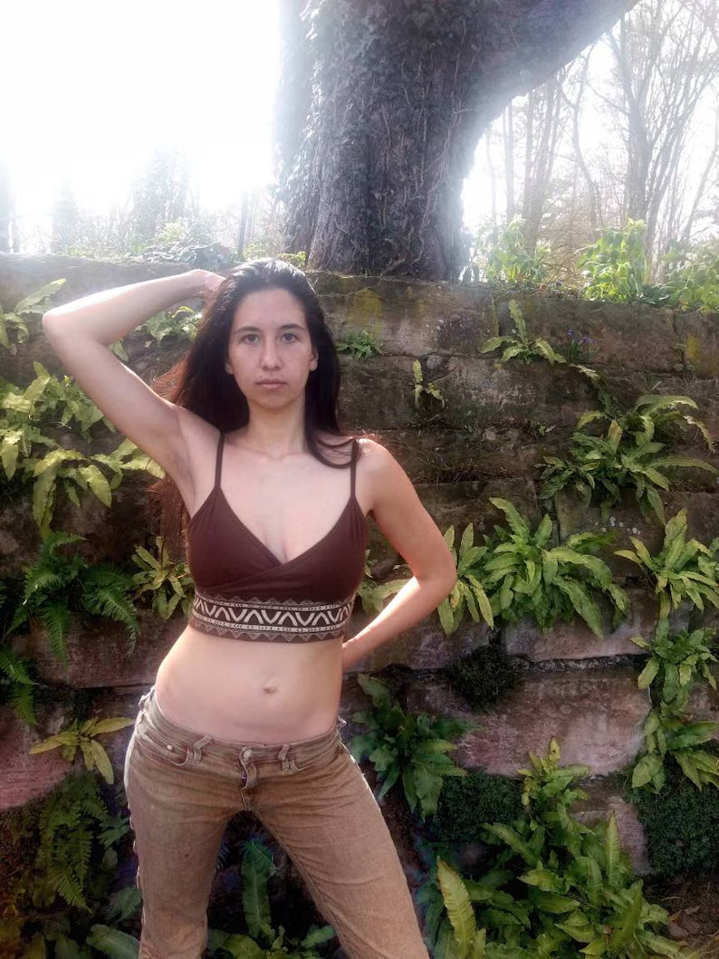 Cotton Bralette 'Nala' with beautiful Tribal Print Crop Top Design Bra Bustier Comfy Underwear Goa Asana Sexy Festival Boho Lingerie