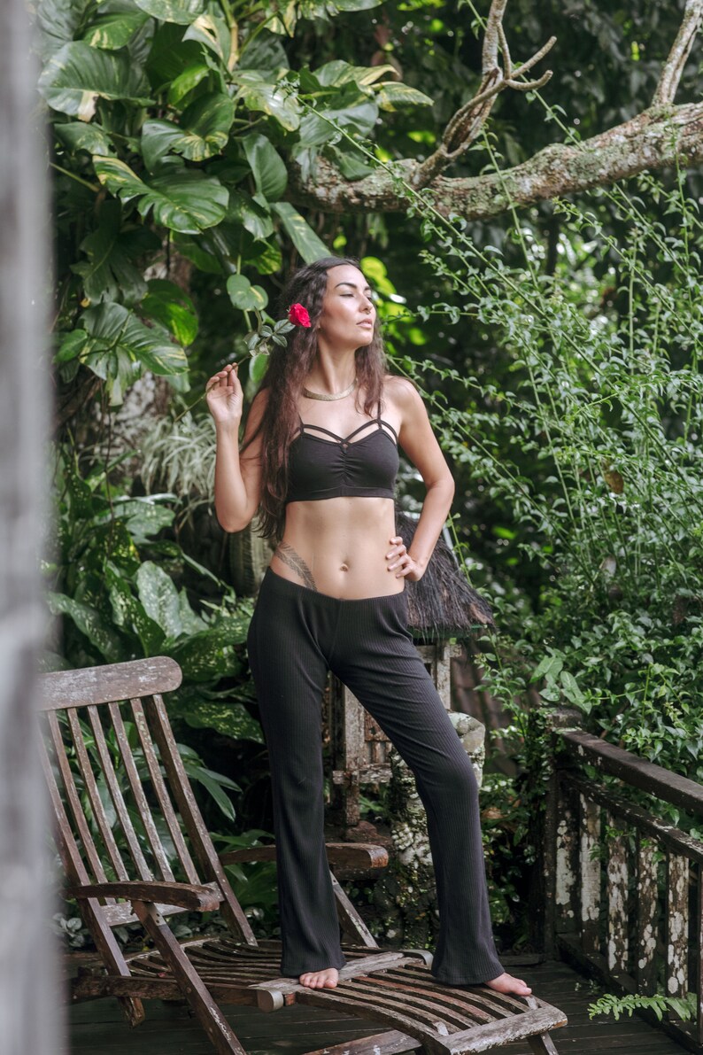 Bralette with Double Borders Sports Bra in Black and White