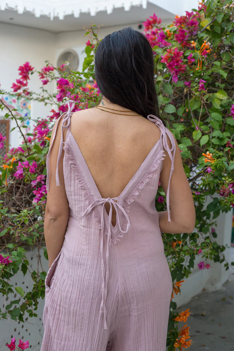 Long Jumpsuit Musselin Flieder Lila Einteiler