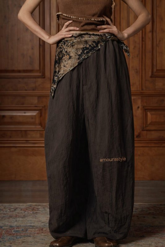 Wrinkled Relaxed Genderless Effortless Wide-Leg Trousers