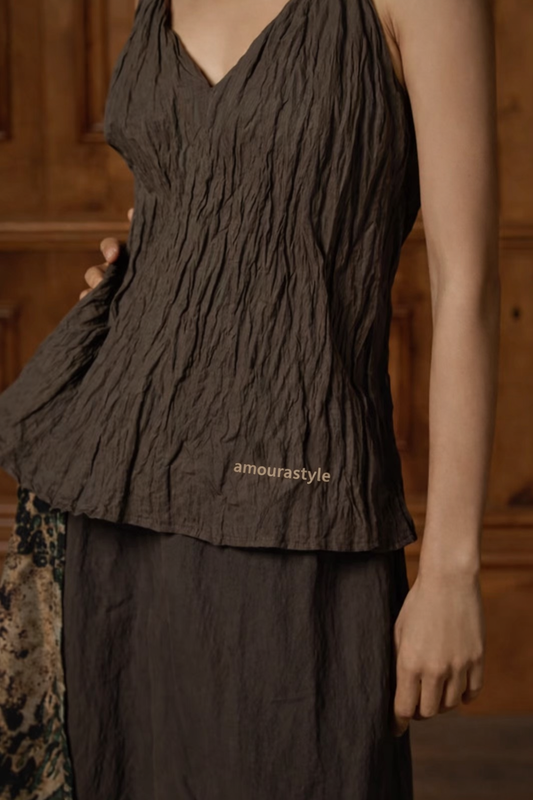 Metallic Textured Sculptural Pleated Camisole